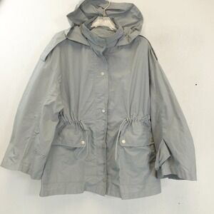 Gray Windbreaker Hoodie SMALL Womens Packable High Neck DTU Jacket